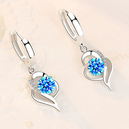 925 Sterling Silver New Woman Fashion Jewelry High Quality Blue Pink White Purple Crystal Zircon Hot Selling Earrings Good Vibrations