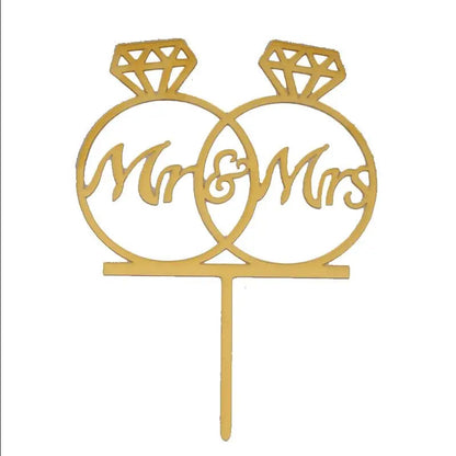 Wedding Cake Topper Bride Groom Mr Mrs Wedding Decorations Acrylic Black gold Cake Toppers Mariage Party Supplies Adult Favors Good Vibrations