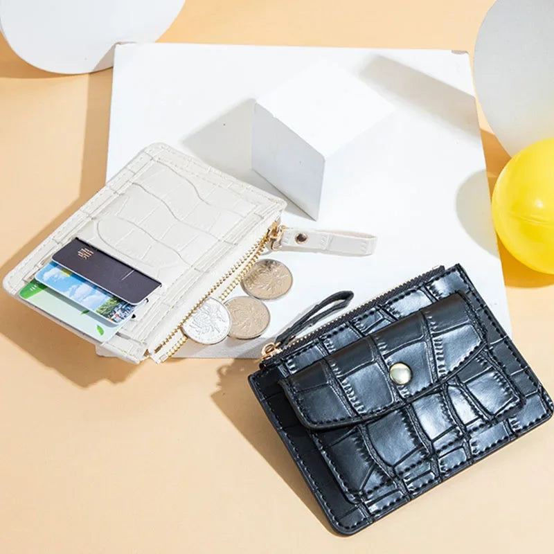 Pu Leather Mini Coin Purse for Women Stone Pattern  Girl Cute Zipper ID Bus Card Wallet Women Lady Money Wallet Key Case Bags Good Vibrations