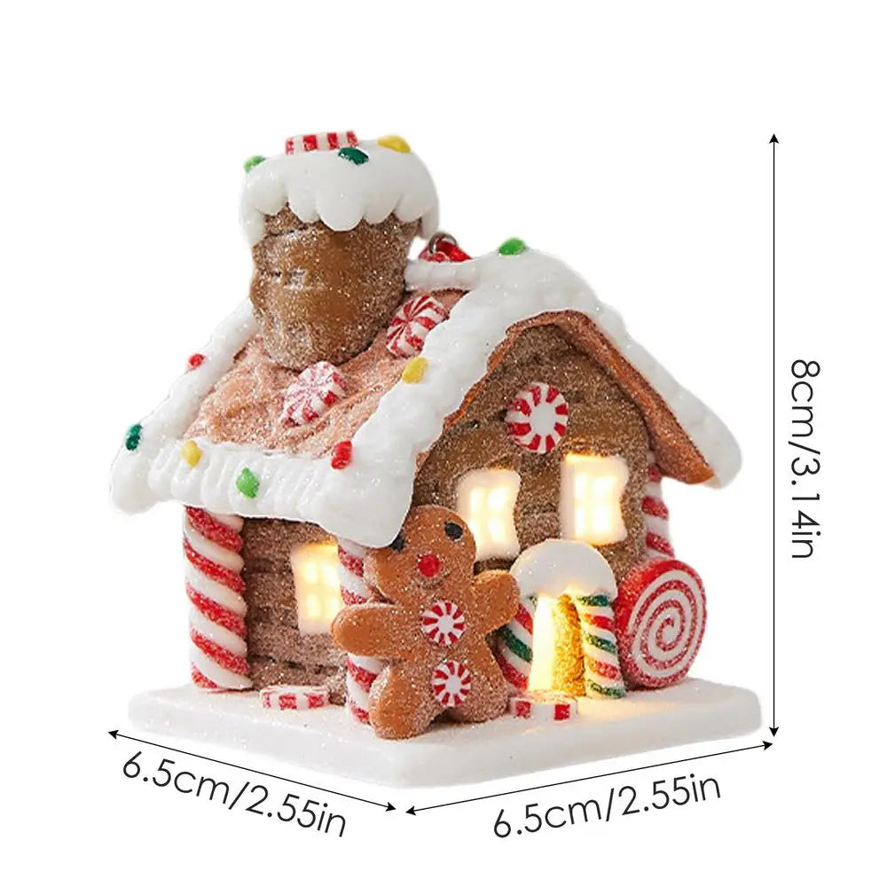 Gingerbread House Tree Topper Light Up Mini Gingerbread House Ornaments Soft Clay Fairy Tale Candy House For Christmas Tree Good Vibrations