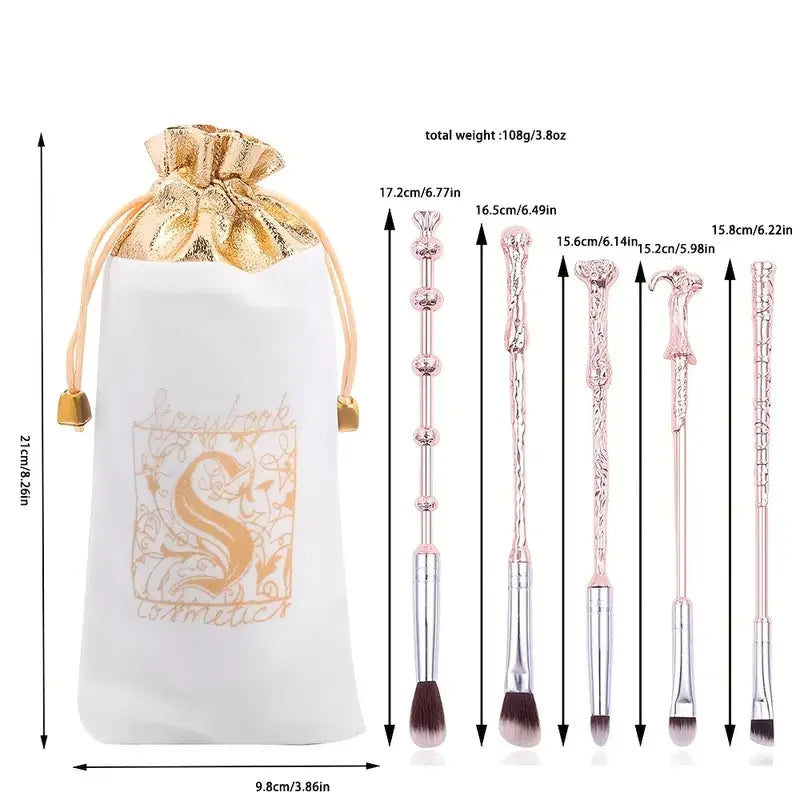 Magic Wand Makeup Brushes Set - 5pcs Foundation Blending Blush Eyeshadow Lip Powder Brush Beauty Tools Good Vibrations