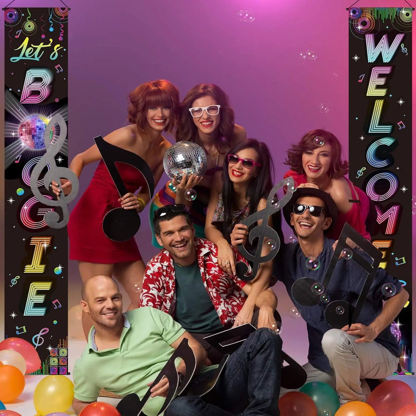 1970s Theme Party Retro Disco Porch Sign 70's Party Rock Boogie Wall Banner Birthday Decoration Good Vibrations