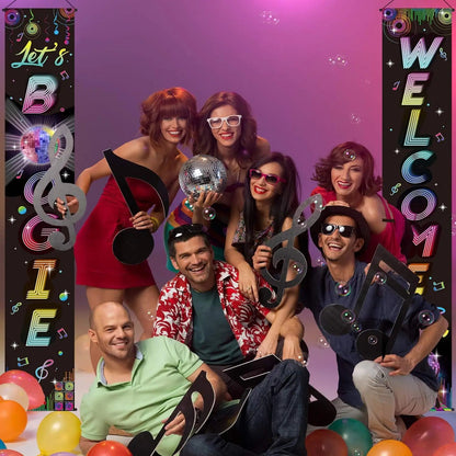 1970s Theme Party Retro Disco Porch Sign 70's Party Rock Boogie Wall Banner Birthday Decoration Good Vibrations