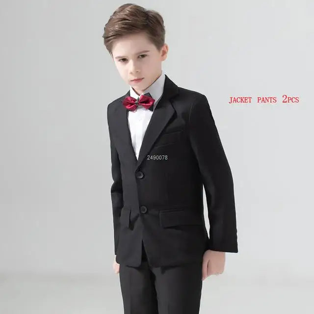 kids suit Navy Blue Wedding Suit For Boys Birthday Photography Dress Child Red Blazer School Performance Party Prom Clothing Set Good Vibrations