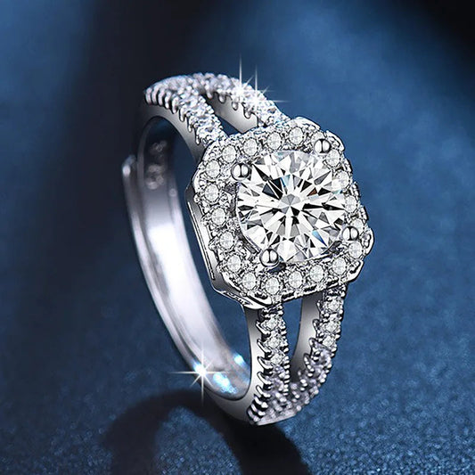 925 Sterling Silver Classic Ring for Women four claw jewelry simple diamond ring imitation diamond women's ring Good Vibrations