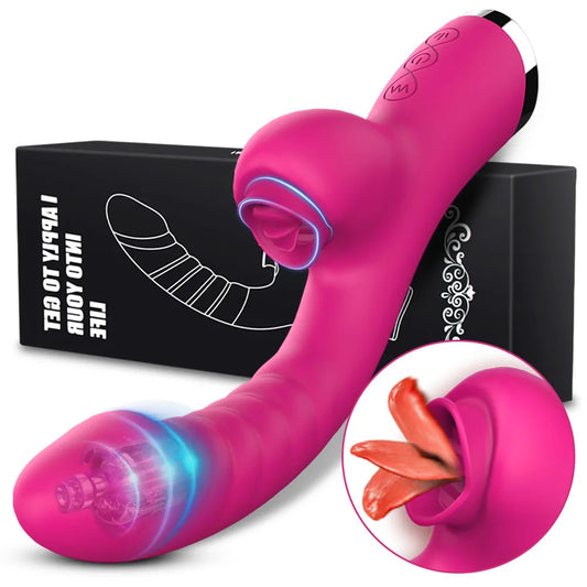 Tongue Licking Vibrator 2 In 1 Adult Women Sex Toys Dildos Vibrators Clitoris Stimulator With 20 Speeds Vibrators Sex Product Good Vibrations