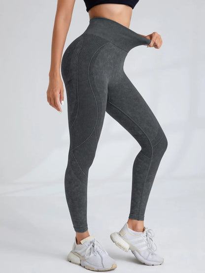 Women Seamless Gym High Waist Yoga Pants Hip Lifting Outdoor Sports Tight Waist Letter Sand Washed Pants Exercise Yoga Leggings Good Vibrations