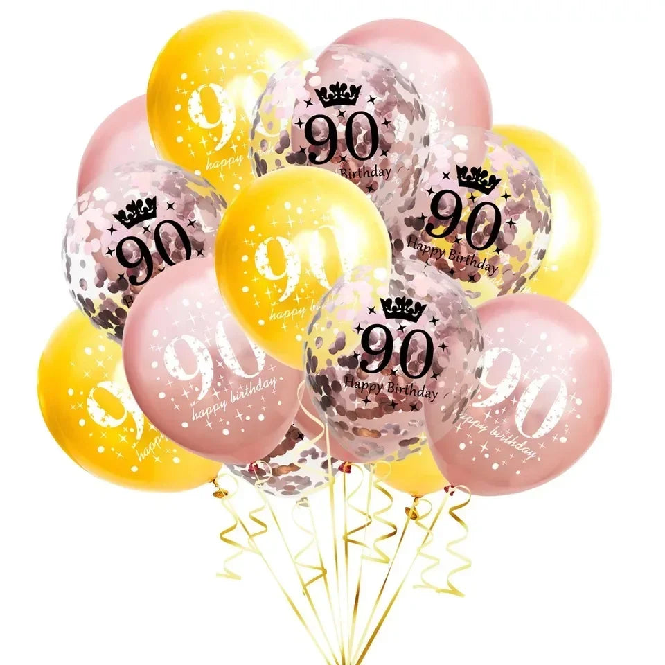 15pcs 18th Happy Birthday Balloon Decor 12 Inch Confetti Latex Balloons for 18 20 30 70 Years Old Birthday Celebrate Decoration Good Vibrations