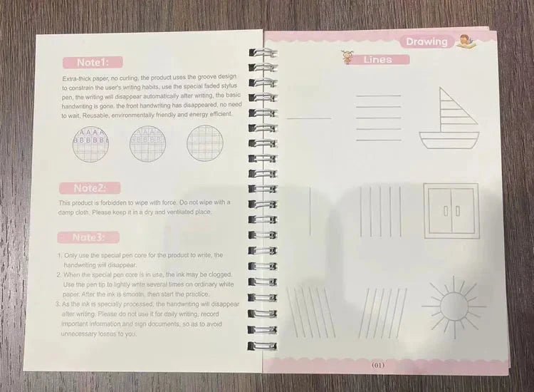 4 Books Montessori SANK English Magic Copybook Reusable Writing Practice 3D Calligraphy Book Wipe-free Education Books Good Vibrations