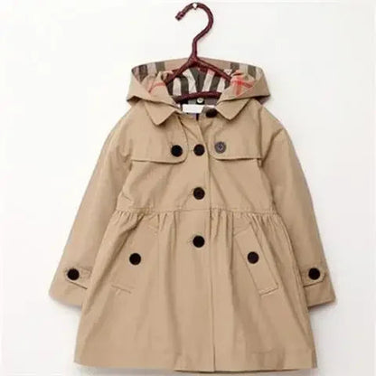 Children Girls Sweatshirt New Spring Autumn Birthday Present Long Style Hooded Coat for Girl Kids Jacket Red Windbreaker Coat Good Vibrations