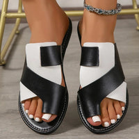 Womens 2025summer New Flat Non-slip PU Waterproof Womens Shoes Outdoor Casual Comfortable Beach Dress Womens Slippers Large Size Good Vibrations