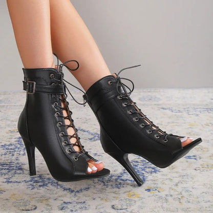 Women High Heels High Quality Latin Dance Shoes Fashion Party Jazz Dance Shoes Sexy Heeled Sandal Lace-up High Heels Ankle Boots Good Vibrations
