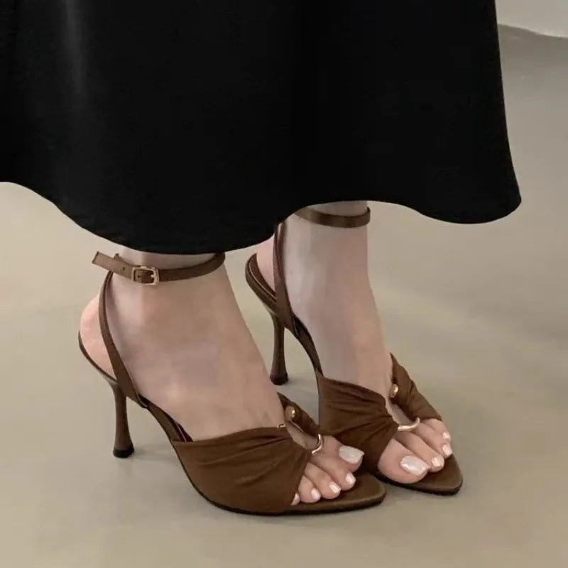 Sexy Super-high Heels Women Sandals Fad Pointed Toe Heeled Shoes 2025 Summer Stilettos Pumps Elegant Slingback Chaussures Femme Good Vibrations