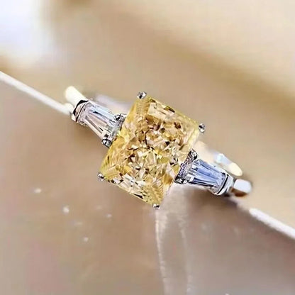 Elegant Yellow Water Drop Shaped Crystal Rhinestone Zircon Ladies Ring for Women Party Wedding Engagement Jewelry Size 6-10 Good Vibrations