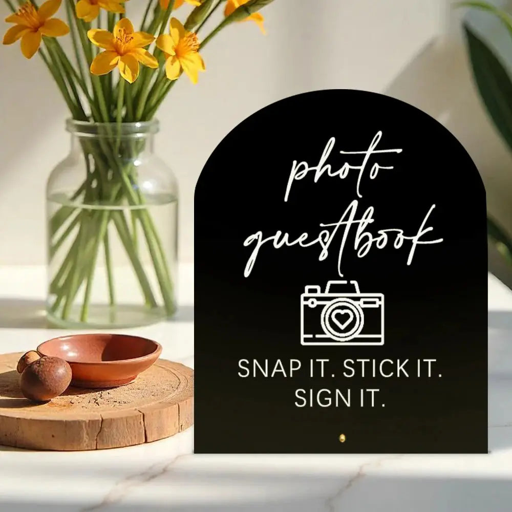 Wedding Photo Guestbook Acrylic Sign Showcases photo guestbook SNAP IT. STICK IT. SIGN IT. for Weddings Events Parties Good Vibrations