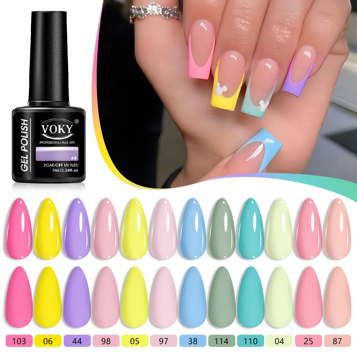 VOKY 12 PCS Gel Nail Polish - Shiny Finish - Safe Ingredients - Suitable for Nail Trimming at Home and in Beauty Salons Good Vibrations