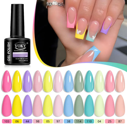 VOKY 12 PCS Gel Nail Polish - Shiny Finish - Safe Ingredients - Suitable for Nail Trimming at Home and in Beauty Salons Good Vibrations