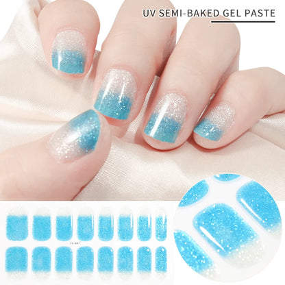 UV Semi-Cured Gel Nail Wraps Stickers Strips French Long Lasting Full Cover LED Gel Semi Cured Nail Sliders For Nail Extension & Good Vibrations