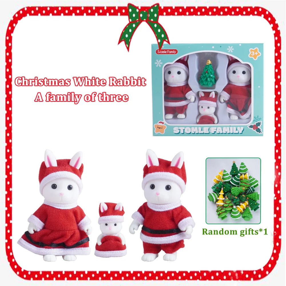 Box Packing Forest Family Reindeer Bunny Panda Animal Simulation Dollhouse Playset Play House Toy Accessories Xmas Gift for kids Good Vibrations