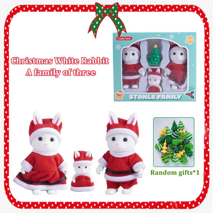Box Packing Forest Family Reindeer Bunny Panda Animal Simulation Dollhouse Playset Play House Toy Accessories Xmas Gift for kids Good Vibrations