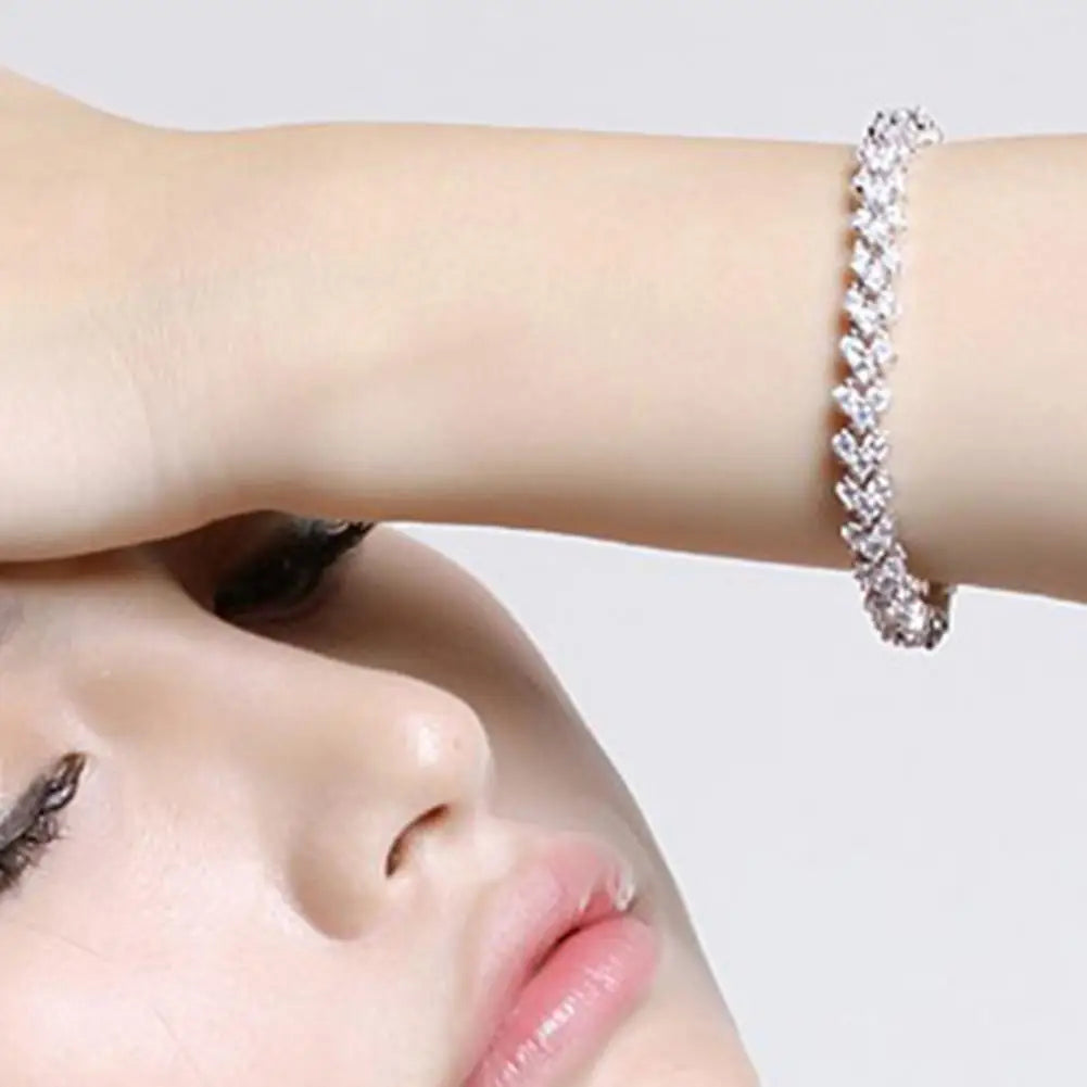 Elegant Bracelet for Women Chain Cubic Zircon Rhinestone Shiny Inlaid Bangle Bracelet Gifts Good Vibrations