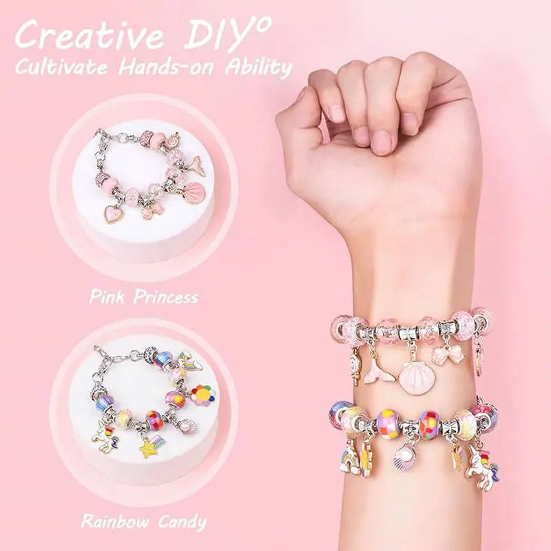Charm Bracelet Making Kit for Girls Kids Jewelry Making Kit DIY Charm Bracelet Necklace Kit for Crafts Birthday Easter Gifts Good Vibrations