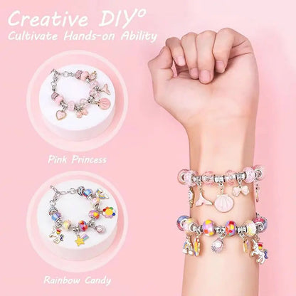 Charm Bracelet Making Kit for Girls Kids Jewelry Making Kit DIY Charm Bracelet Necklace Kit for Crafts Birthday Easter Gifts Good Vibrations