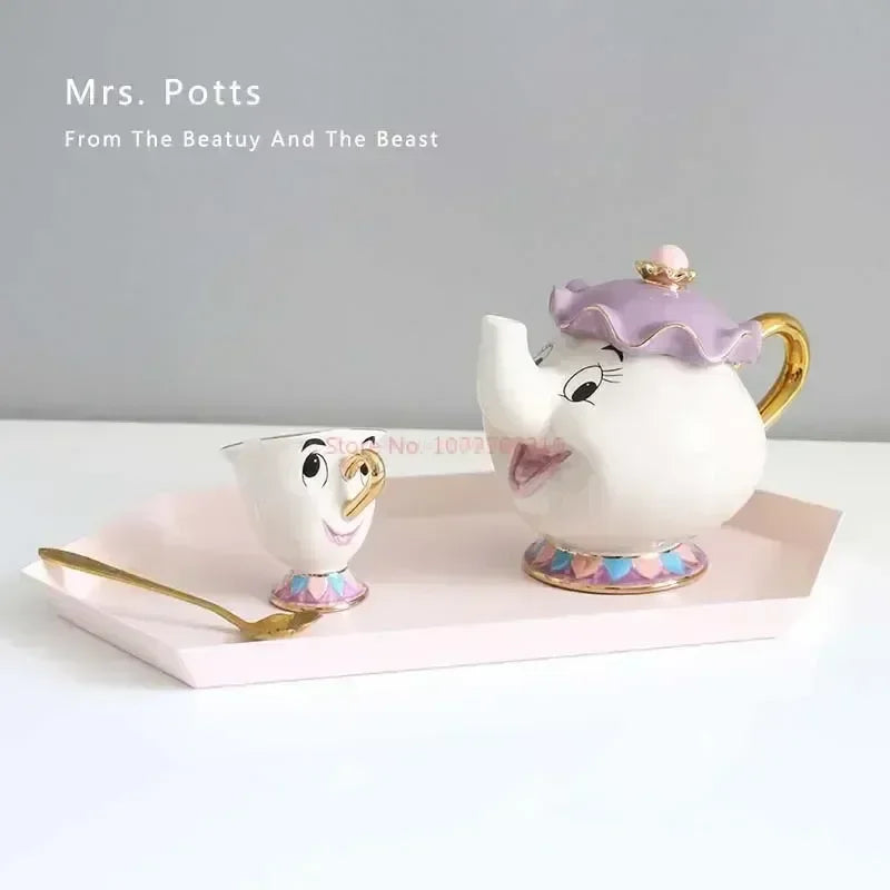 Disney Teapot Cute Cartoon Beauty And The Beast Coffee Pots Mug Mrs Potts Chip Cup Tea Cup Pots One Tea Set Droshipping Desk Gif Good Vibrations Adult Super Store