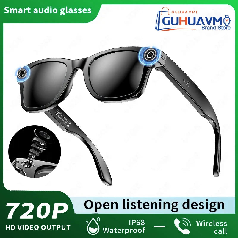 New AI Smart Glasses 800W Pixel Camera Bluetooth HD Call Voice Assistant Stereo Music Player Translate 6K Photochromic Glasses Good Vibrations