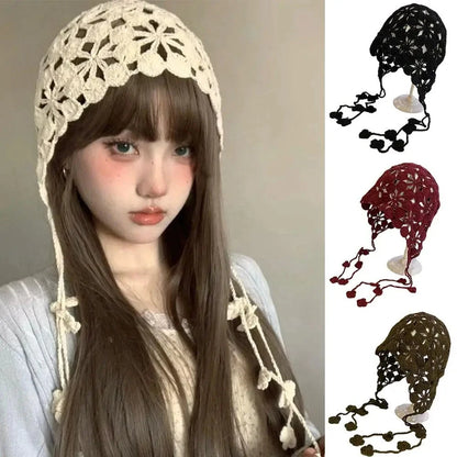 Knitted Hats Handmade Hollowed Knit Cap Literary Fisherman's Hat Crocheted Hat Ethnic Baotou Cap Cotton Pullover Hat Breathable Good Vibrations