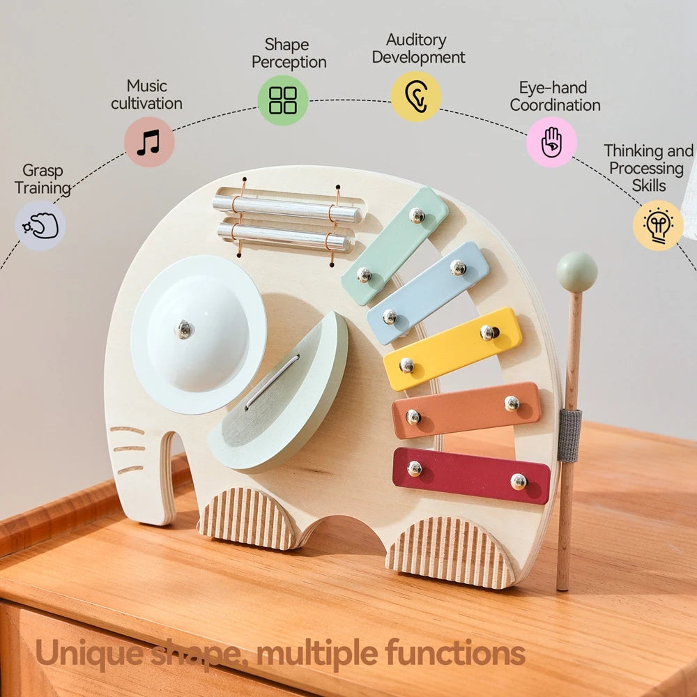 Baby Wooden Instruments Toys Educational Children's Musical Toys Elephant Xylophone Toys Newborn Birthday Gifts Music Table Toys Good Vibrations