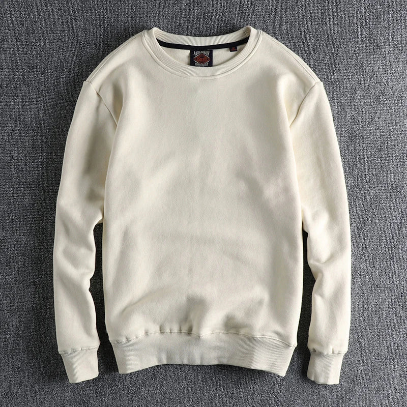 Autumn Winter American Retro Heavyweight Velvet Solid Color Sweatershirt Men's Fashion Pure Cotton Washed Youth Pullover Hoodies Good Vibrations