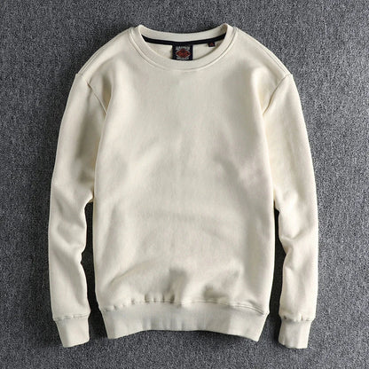 Autumn Winter American Retro Heavyweight Velvet Solid Color Sweatershirt Men's Fashion Pure Cotton Washed Youth Pullover Hoodies Good Vibrations
