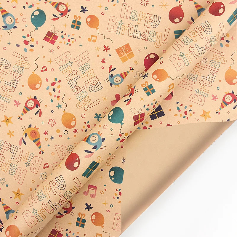 Happy Birthday Wrapping Paper 50*70cm Christmas Colorful DIY Flower Wedding Xmas Party Gift Packing Decor DIY Crafts Papers Good Vibrations