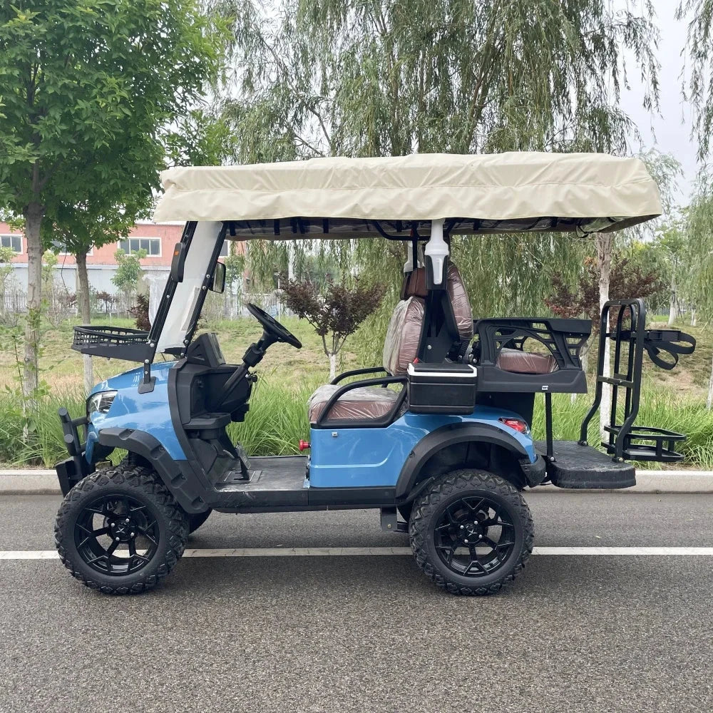 Electric Golf Cart Utility Vehicle 4 Wheels 48V 60V 72V Lithium Battery Off-Road Adult with Rain Cover Golf Buggy Cart Good Vibrations