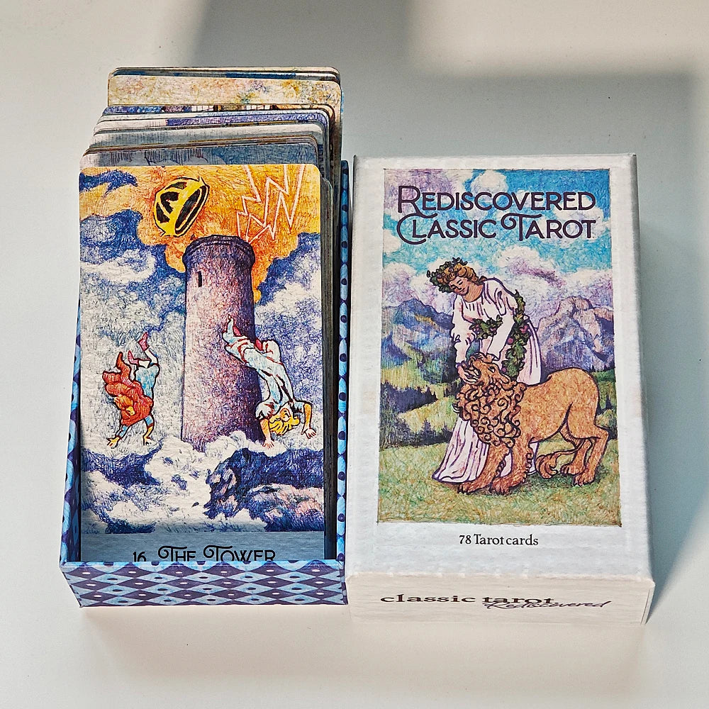 78 Pcs Tarot Cards Drawn with Ball Pens Printed on 350GSM Double-embossed Cardstock 12*7cm Rediscovered Classic Tarot Deck Good Vibrations