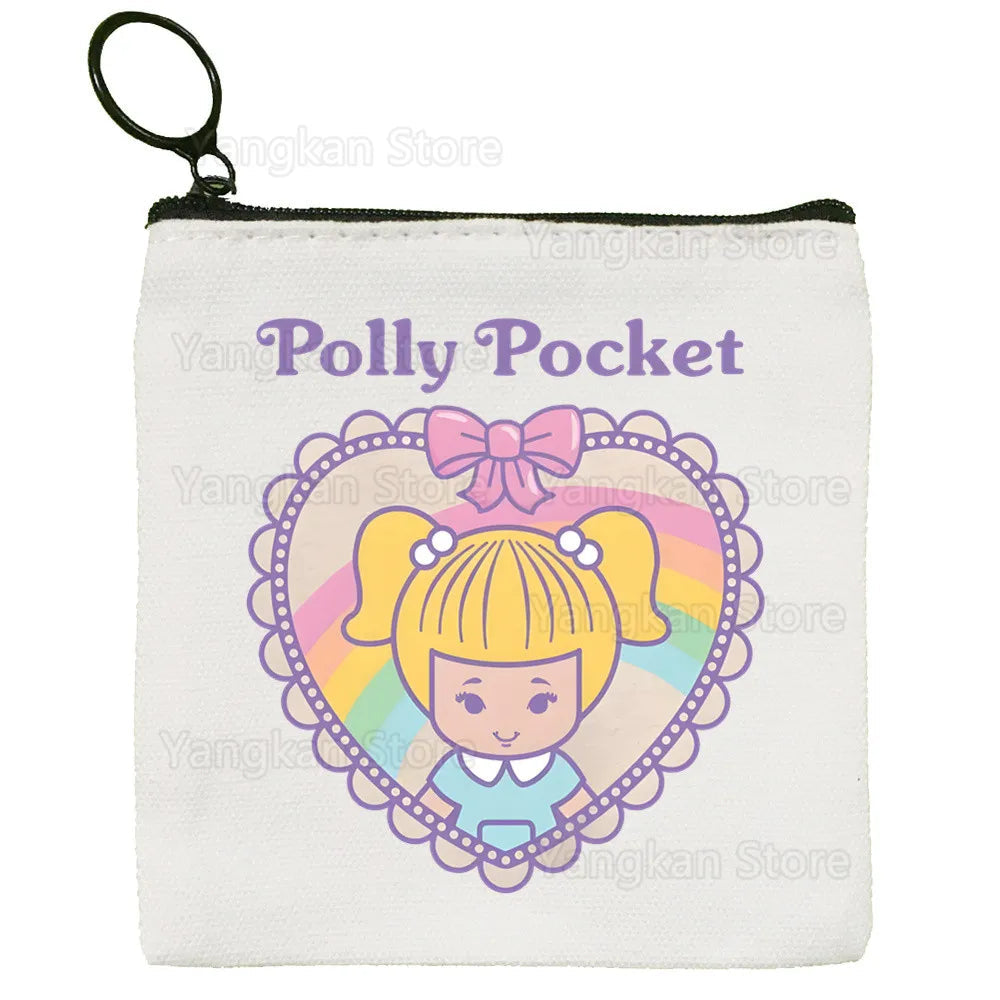Kawaii Polly Pocket Bag Pure White Bag Handmade Cloth  Coin Purse Whiteboard Bag Handbag Good Vibrations
