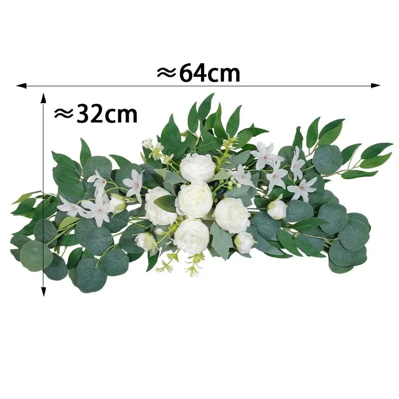 Artificial Wedding Arch Flowers Boho Red Rose Eucalyptus Garland Drapes Home Decoration Wedding Decorations Welcome Sign Good Vibrations