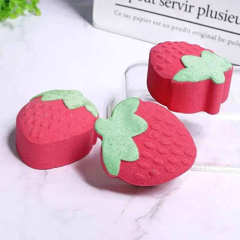 Strawberry Bathing Bomb Natural Mini Handmade Spa Bomb Bath Salt Ball Rich Essential Oils Moisturizing Dry Skin Relaxing Scent Good Vibrations