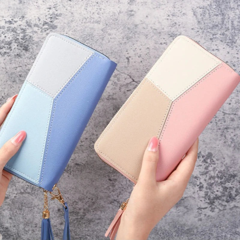Fashion Zipper Wallets Womens Long Purses Handbags Coin Purse Cards Holder PU Leather Clutch Wallet Good Vibrations