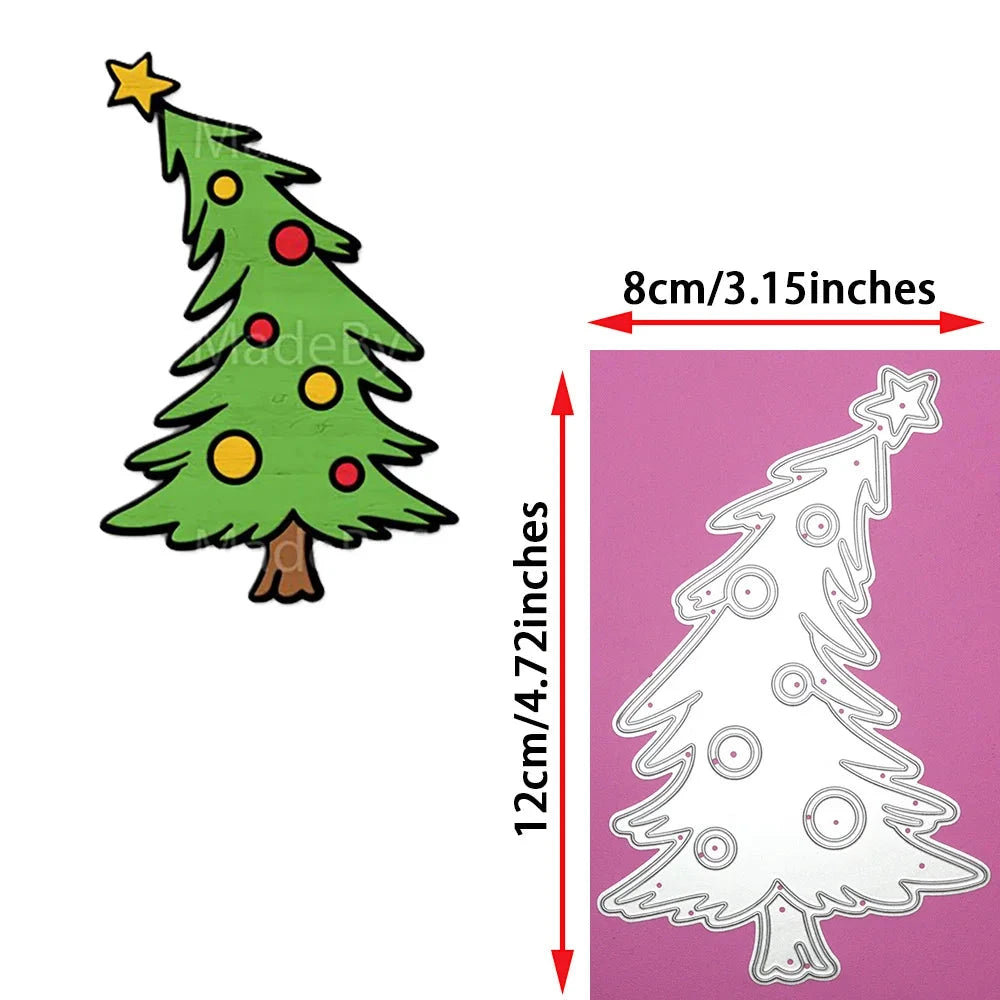 7 HoHoHo Christmas Tree Cutting Dies Happy New Year Metal Embossing Stencil DIY Scrapbook Cards Craft Decor Good Vibrations