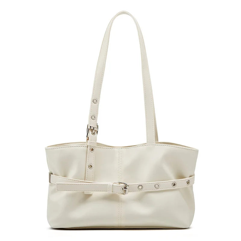 Women Shoulder Bag, Lazy Style New Versatile Large Capacity Fashion Single Shoulder Bag with Belt Decor for Commuter Good Vibrations