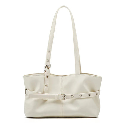Women Shoulder Bag, Lazy Style New Versatile Large Capacity Fashion Single Shoulder Bag with Belt Decor for Commuter Good Vibrations