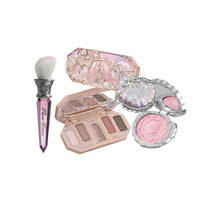 Flower Knows Moonlight Mermaid Series Glitter Eyeshadow Palette High Pigment Shell Jewelry Blush Makeup Brush Set Matte Finish Good Vibrations