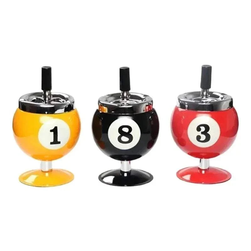 Creative Push Down Cigarette Ashtray Billiards Ball Ashtray Metal Smoking Ash Tray for Indoor or Outdoor Use Good Vibrations Adult Super Store