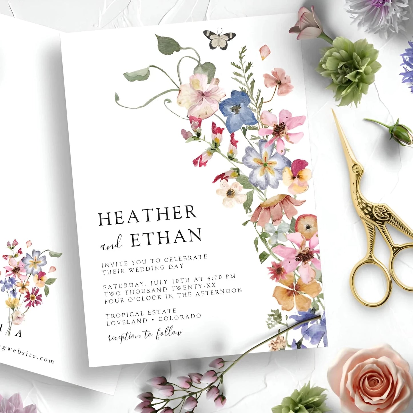 20pcs Country Wedding Invitation, Personalized Wedding Invitation Card, Wedding Invitations for Elegant Wildflowers Good Vibrations