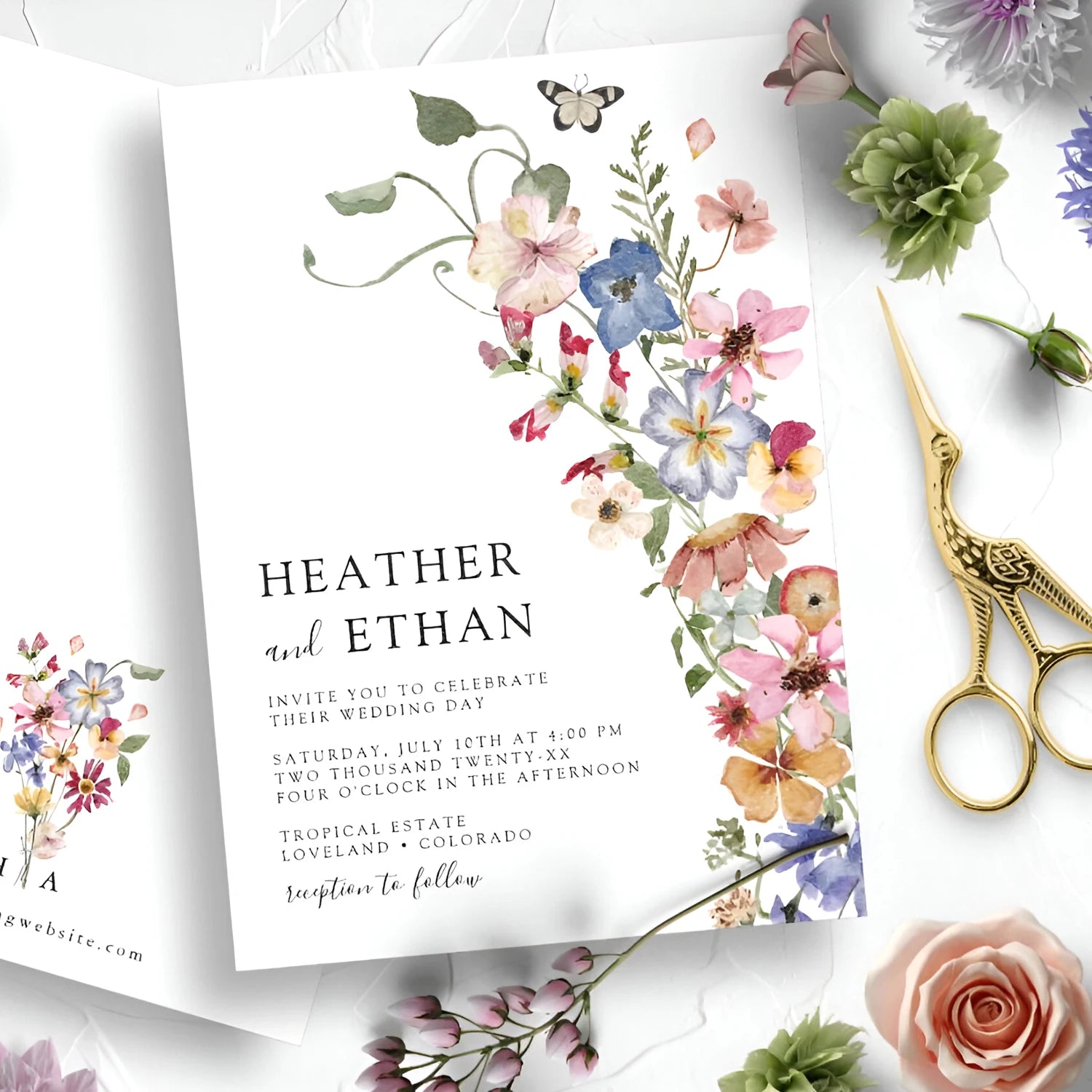 20pcs Country Wedding Invitation, Personalized Wedding Invitation Card, Wedding Invitations for Elegant Wildflowers Good Vibrations