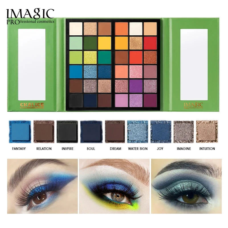 IMAGIC Eyeshadow Palette Matte Make Up Palette Highlight Blus Shimmer Pearlescent Waterproof  Eye shadow Powder And Body Paint Good Vibrations