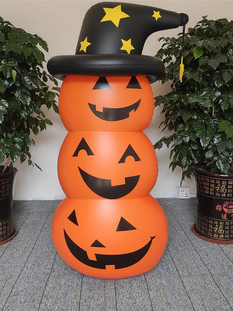 Halloween Standing Inflatable Pumpkin Windproof Inflatable Pumpkin Ghost Horror Festival Theme Indoor Outdoor Garden Decorations Good Vibrations