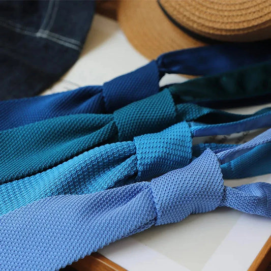 6CM Knit Tie Slim Fashion Knitted Ties For Men Solid Black White Blue Burgundy Knitted Skinny Men Necktie Good Vibrations